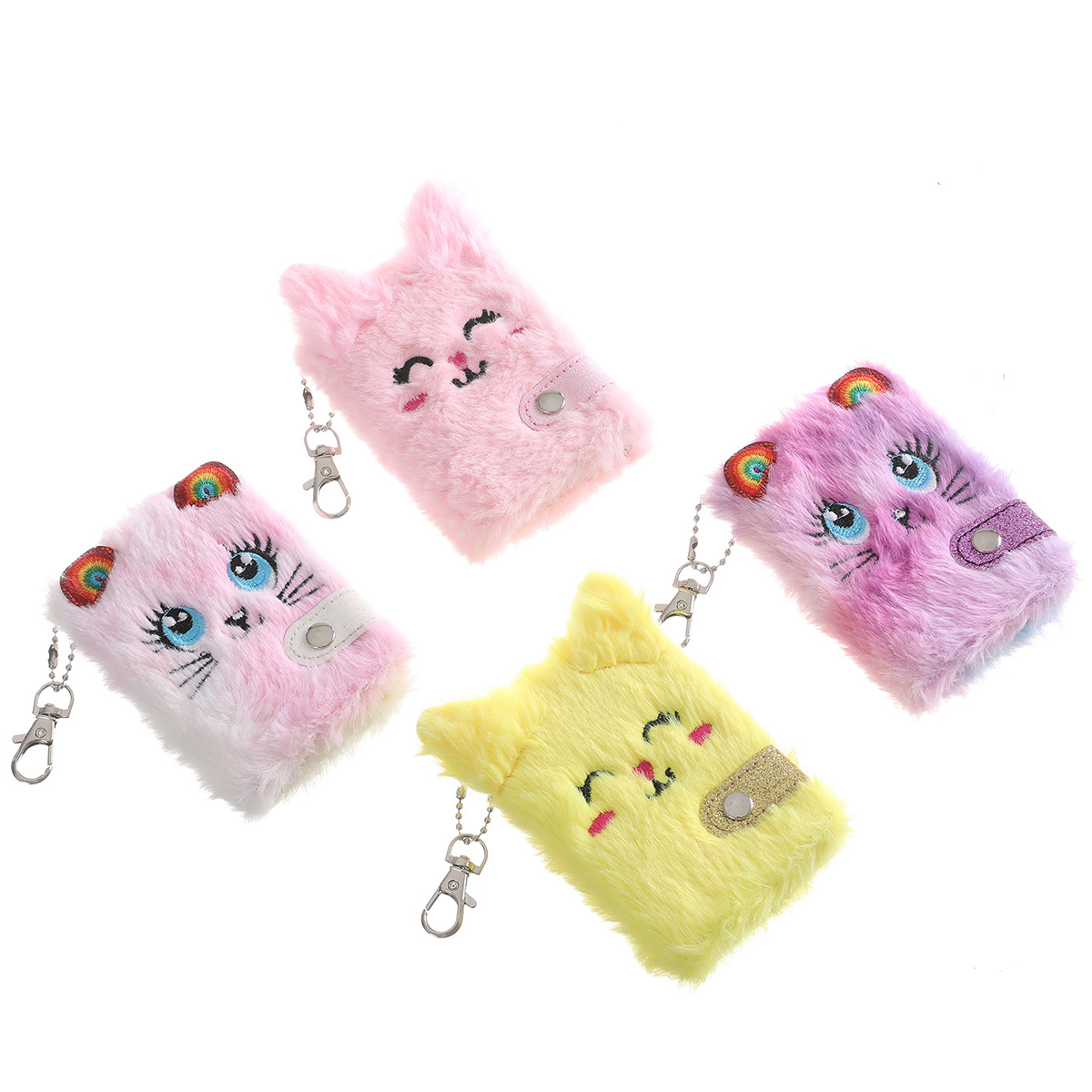 Plush Clip On Rainbow Kitten Mini Notebook (4 Designs)