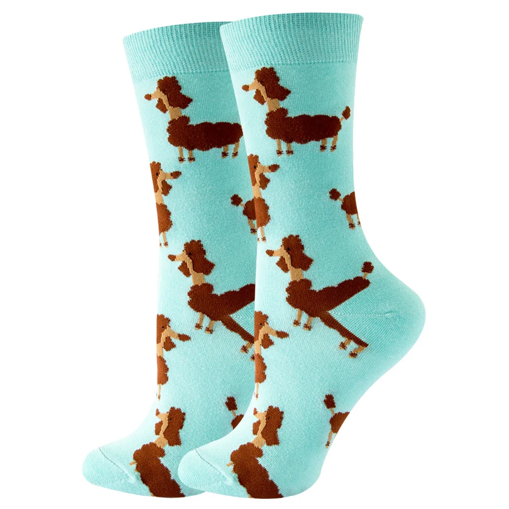 Fancy Poodle Pattern Crew Socks