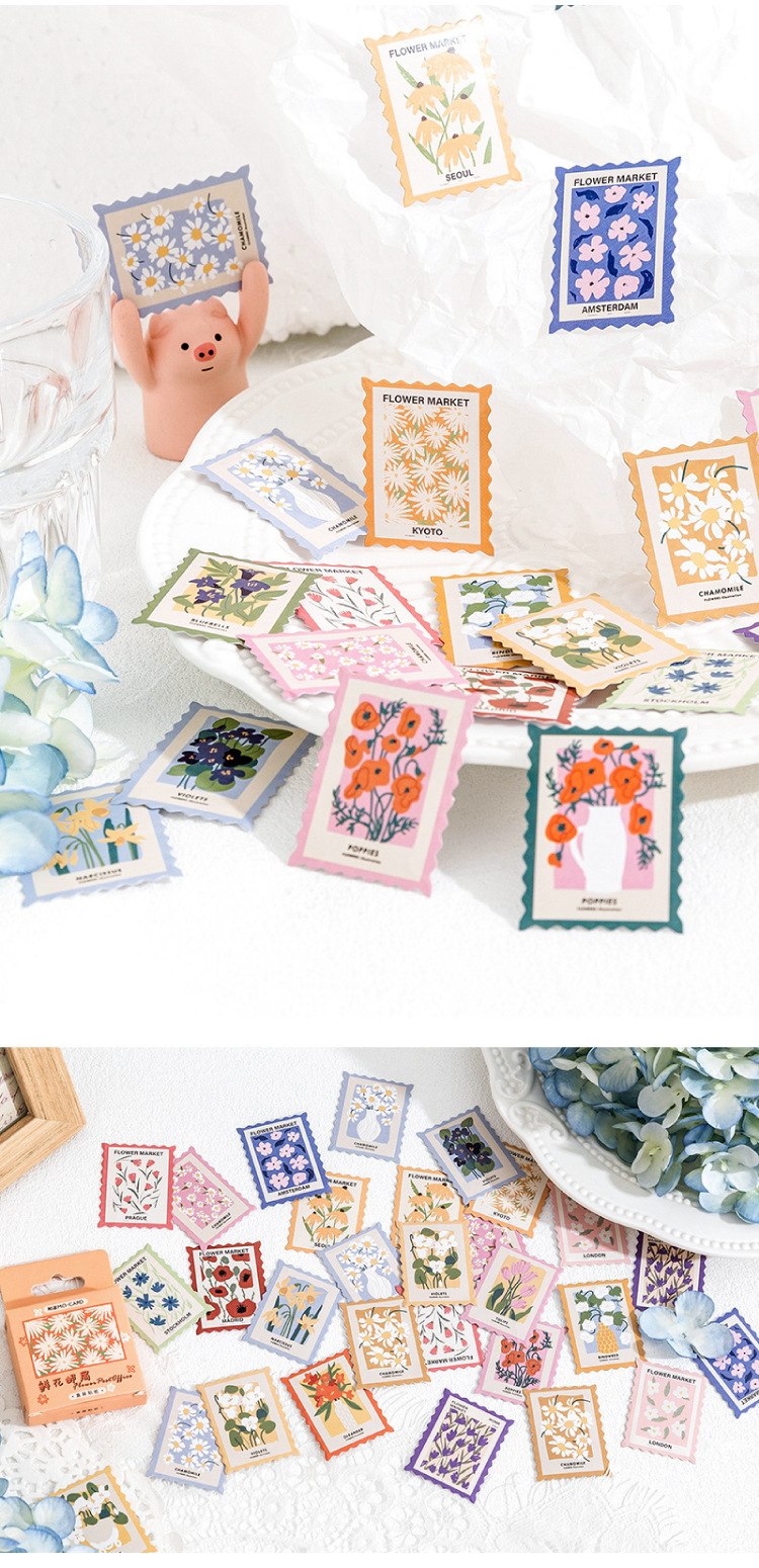 Flower Stamps Sticker Set (46pcs)