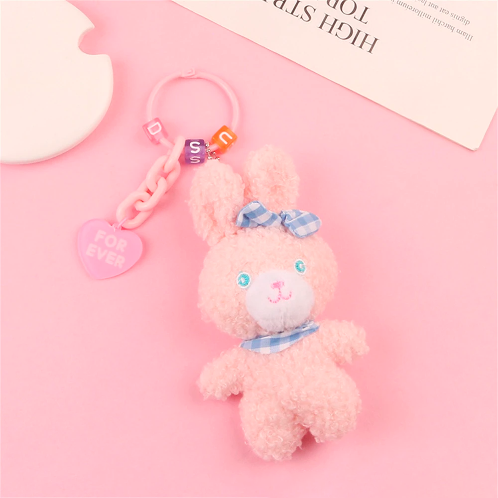 Gingham Bunny Animal Character Plush Keychain (3 Designs)