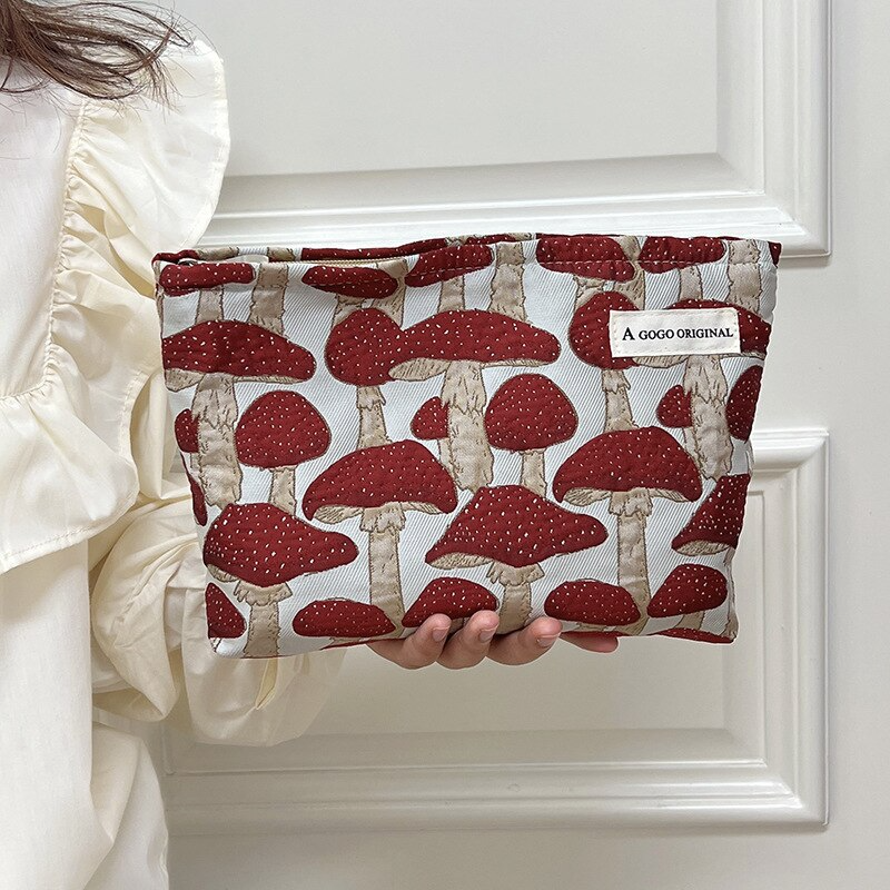 Mushroom Pattern Zipper Pouch (3 Colours)