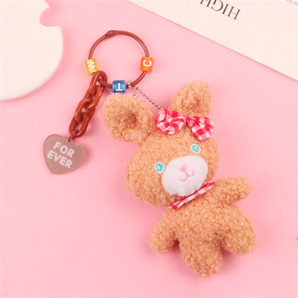 Gingham Bunny Animal Character Plush Keychain (3 Designs)