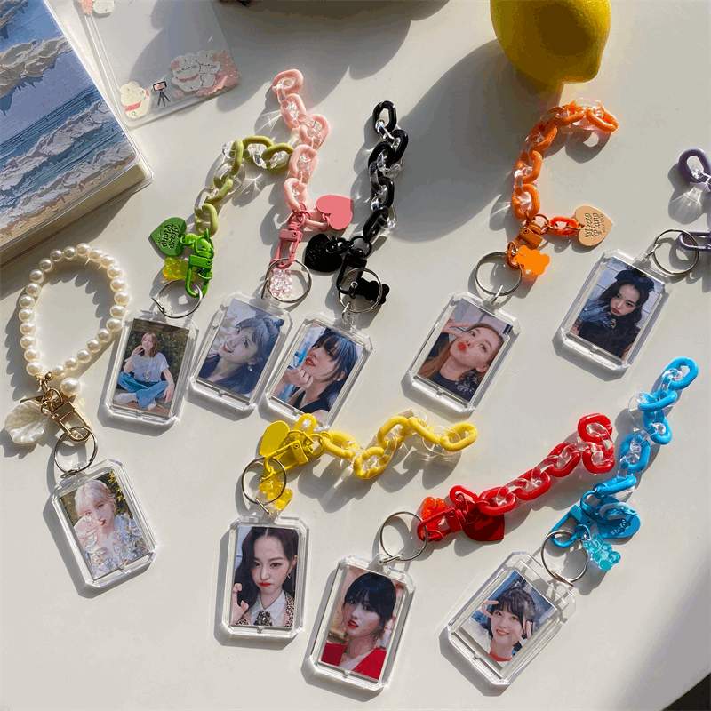 Acrylic Charm Chain Photo Frame Keychain (8 Colours)