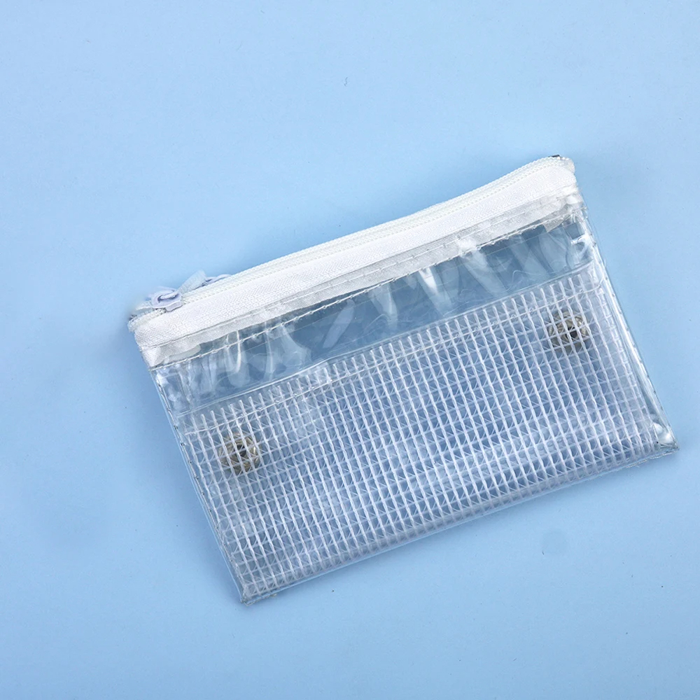 Clear Mesh Double Layer Zipper Pouch Card Holder