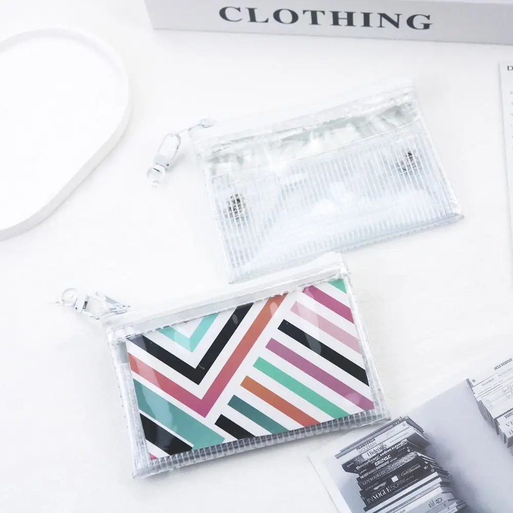 Clear Mesh Double Layer Zipper Pouch Card Holder