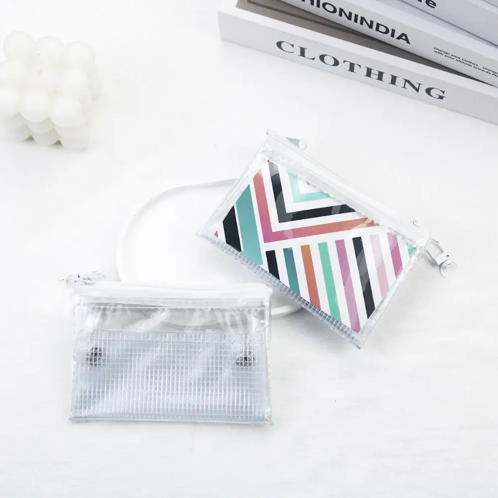 Clear Mesh Double Layer Zipper Pouch Card Holder