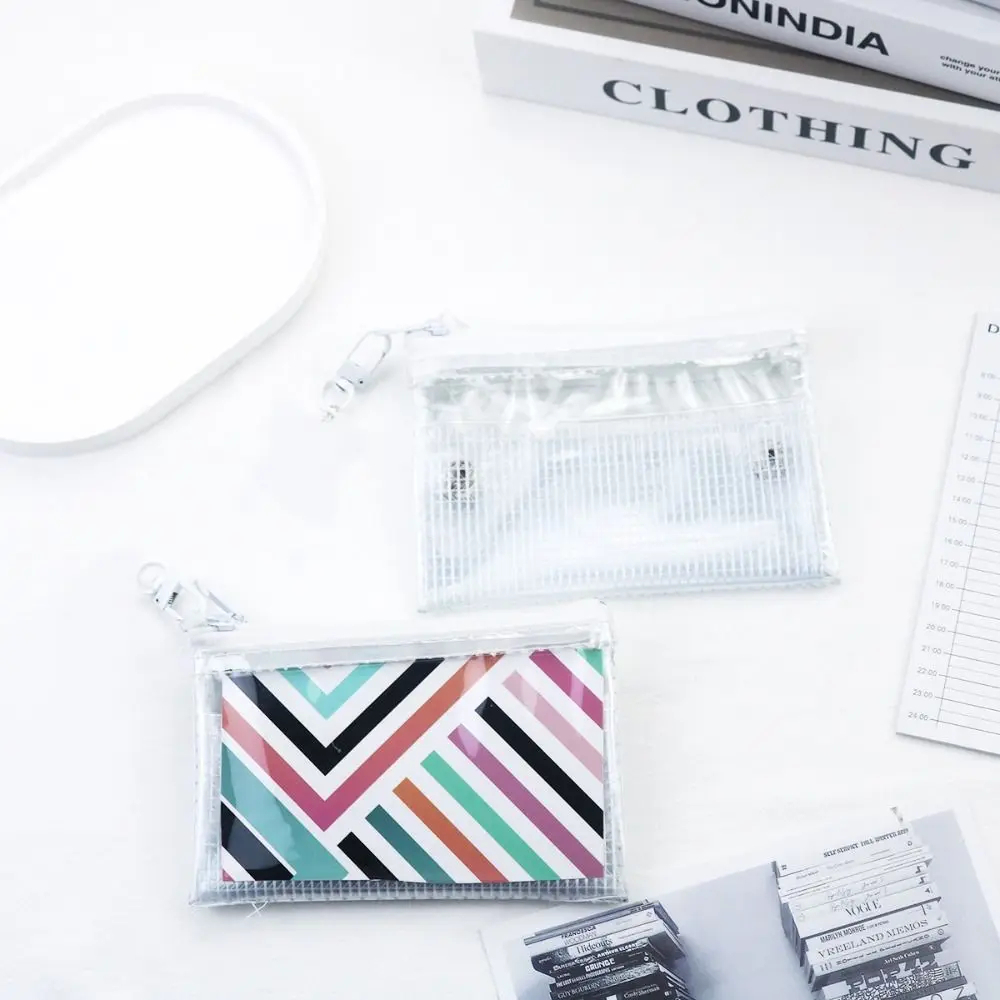 Clear Mesh Double Layer Zipper Pouch Card Holder