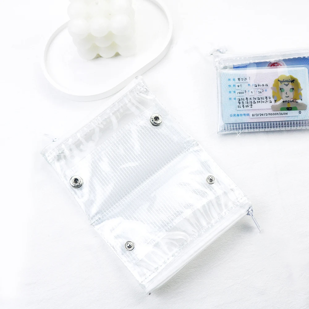 Clear Mesh Double Layer Zipper Pouch Card Holder