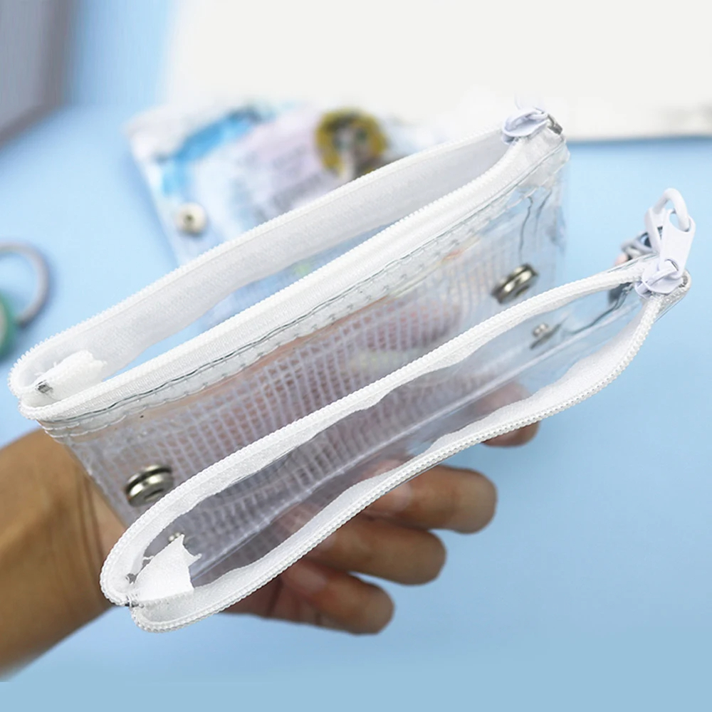 Clear Mesh Double Layer Zipper Pouch Card Holder