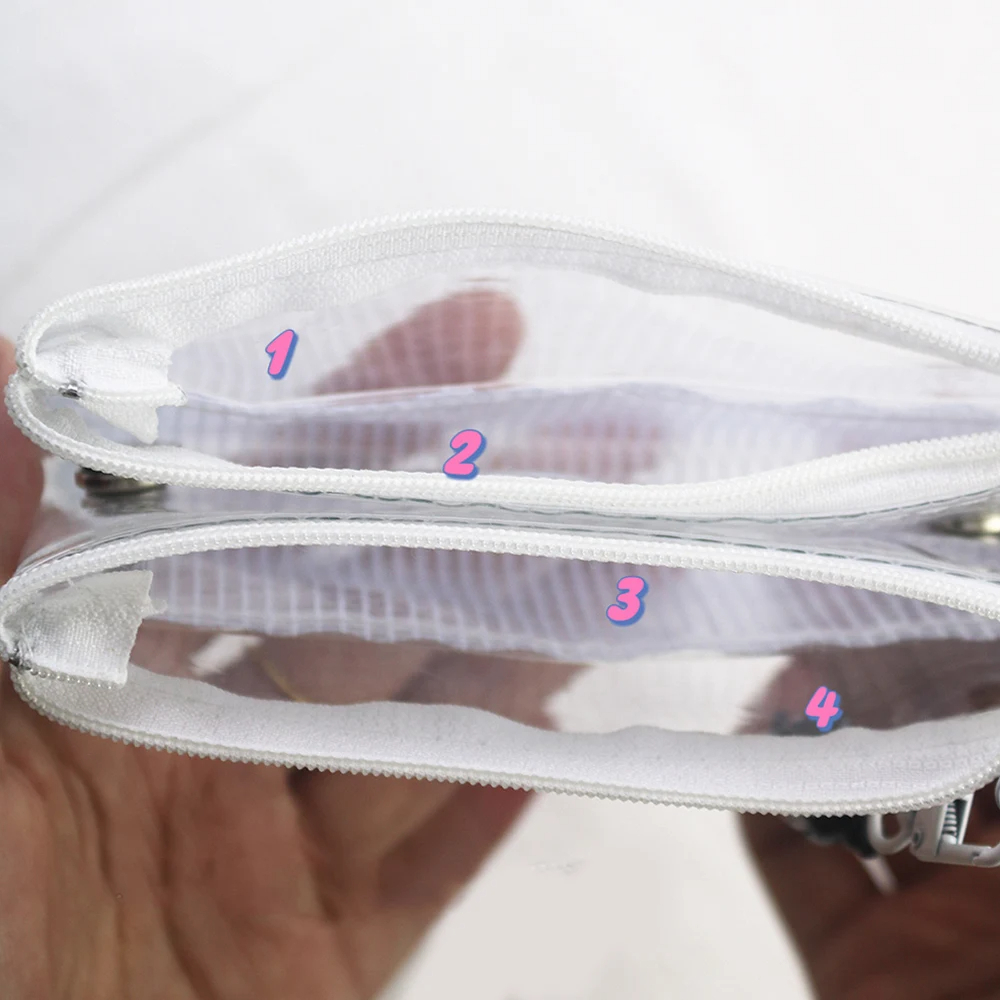 Clear Mesh Double Layer Zipper Pouch Card Holder