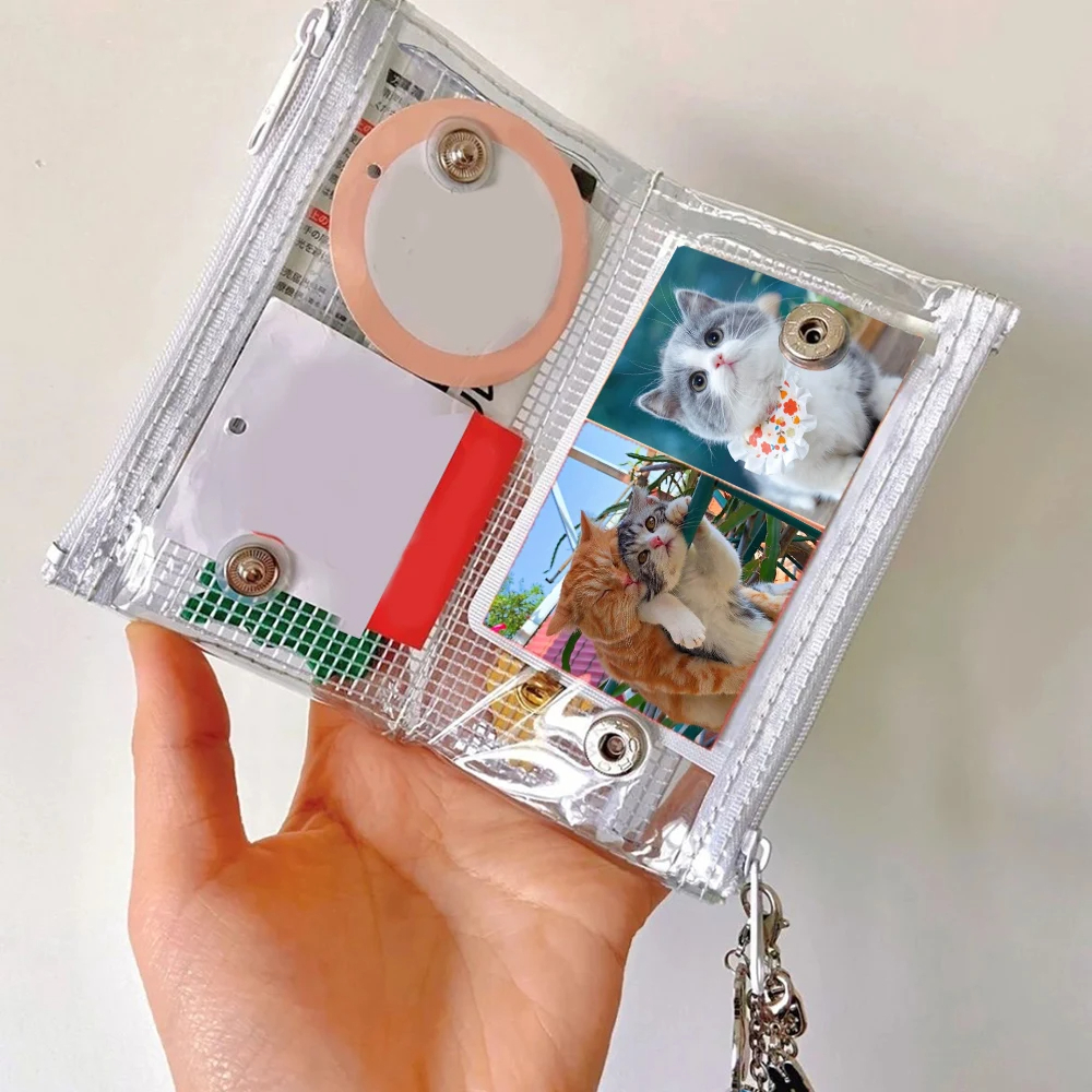 Clear Mesh Double Layer Zipper Pouch Card Holder