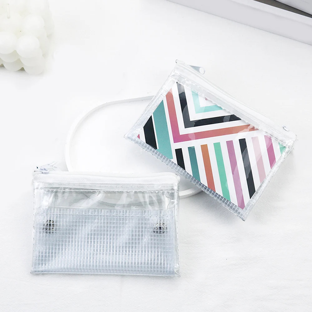 Clear Mesh Double Layer Zipper Pouch Card Holder