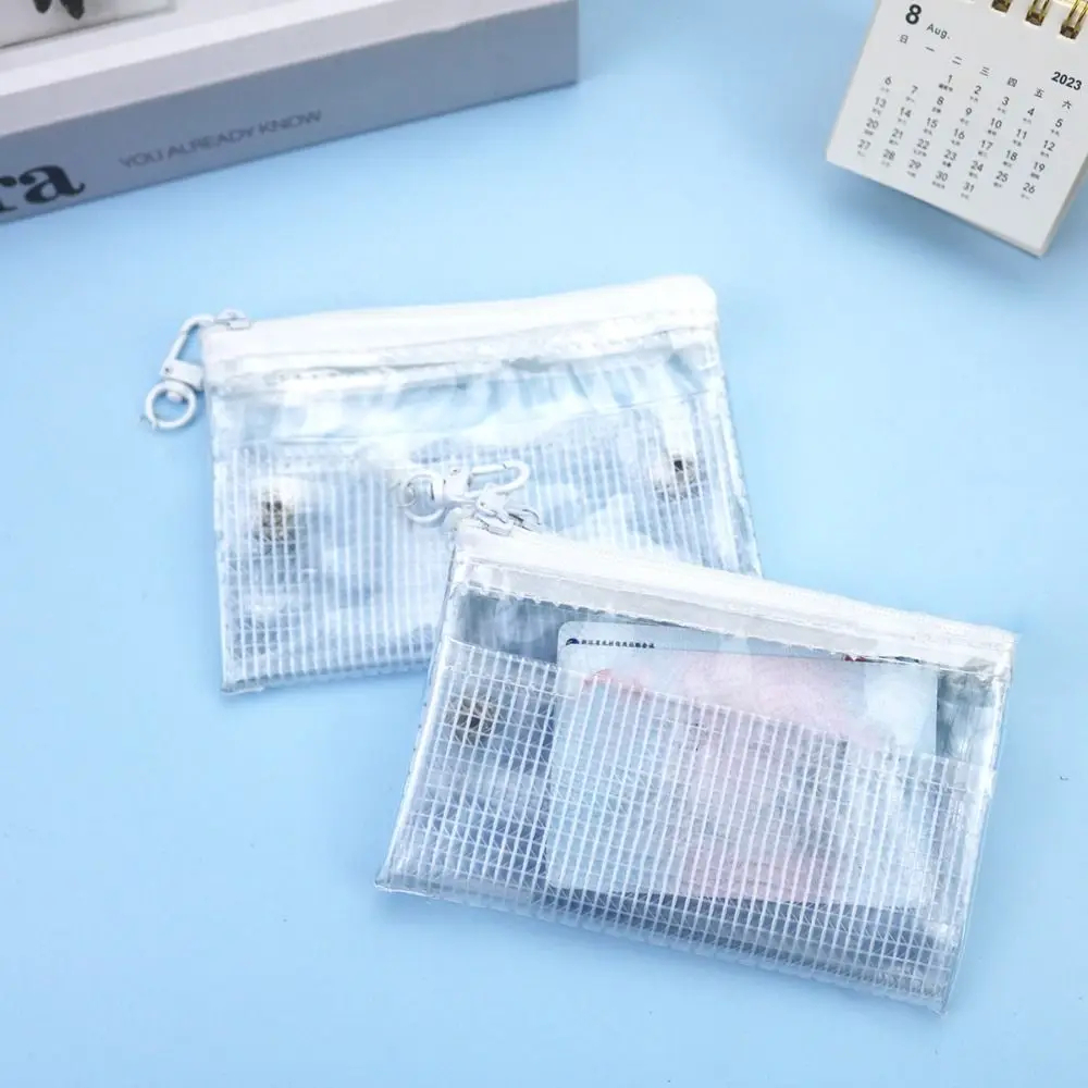 Clear Mesh Double Layer Zipper Pouch Card Holder