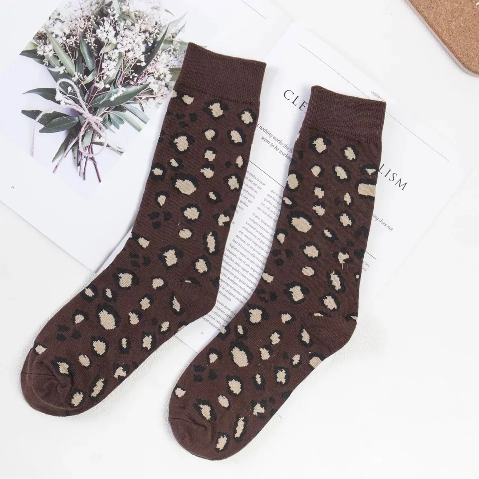 Leopard Print Crew Socks (5 Colours)