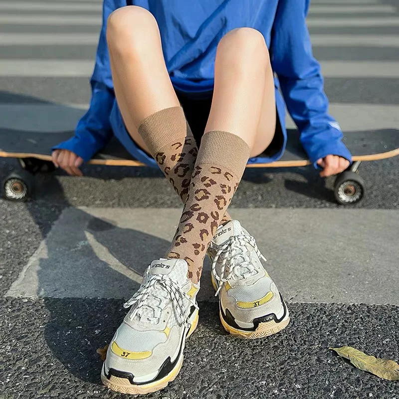 Leopard Print Crew Socks (5 Colours)