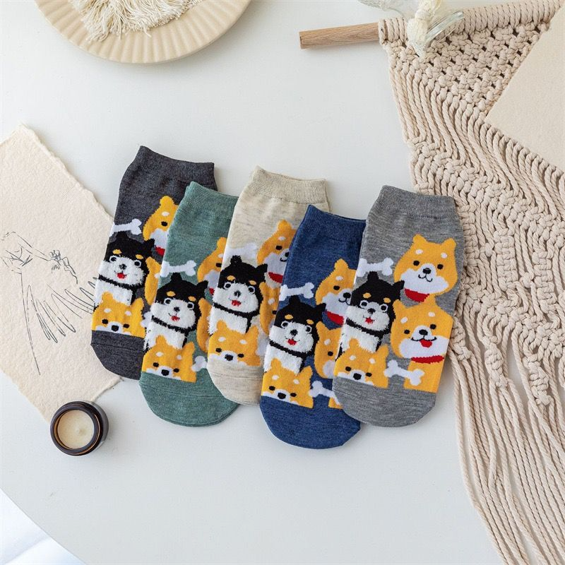 Shiba Inu Sneaker Socks (5 Colours)