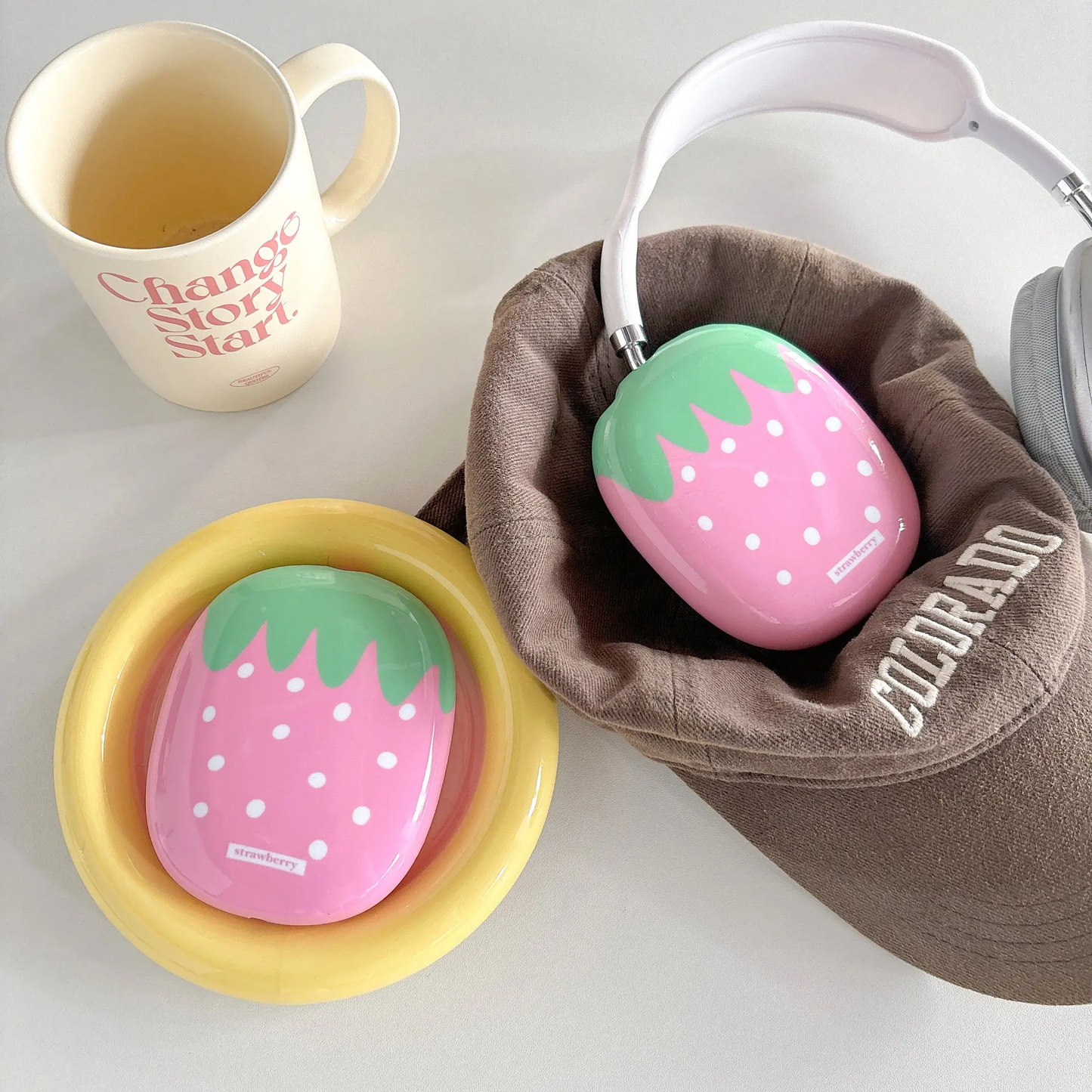 Pastel Strawberry Headphone Covers