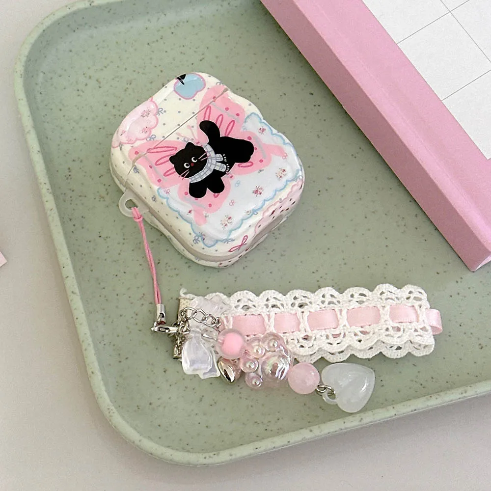 Butterfly Cat AirPods Charger Case Cover with Charm Strap