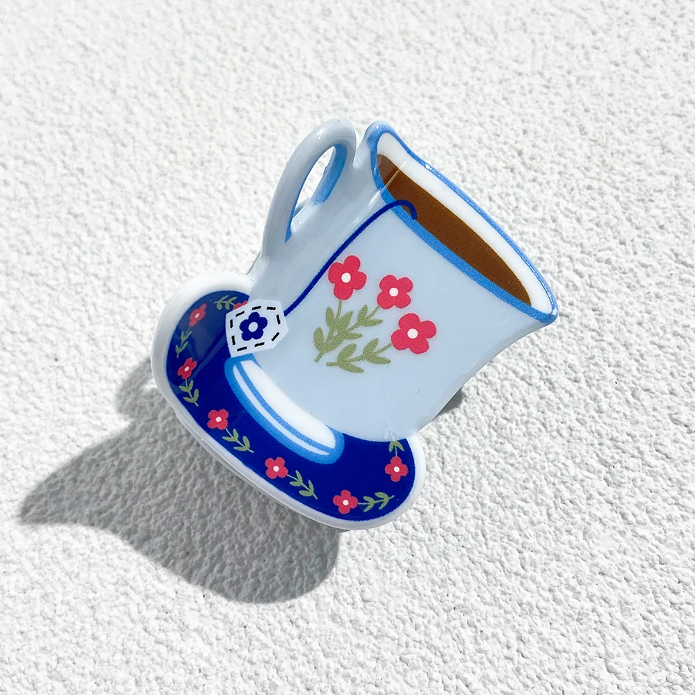 Cup of Tea Glossy Acrylic Hair Claw Clip (5 Designs)