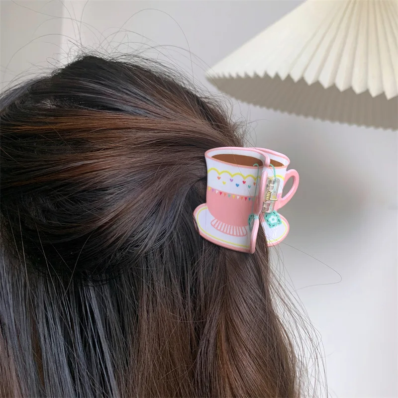 Cup of Tea Glossy Acrylic Hair Claw Clip (5 Designs)