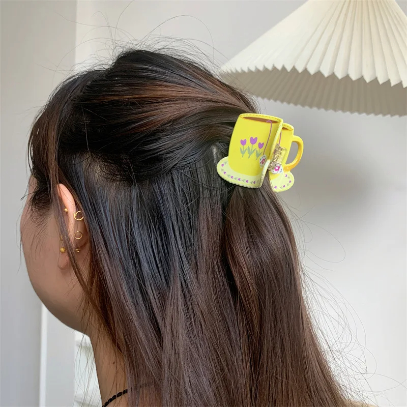 Cup of Tea Glossy Acrylic Hair Claw Clip (5 Designs)