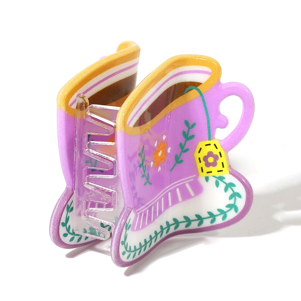 Cup of Tea Glossy Acrylic Hair Claw Clip (5 Designs)