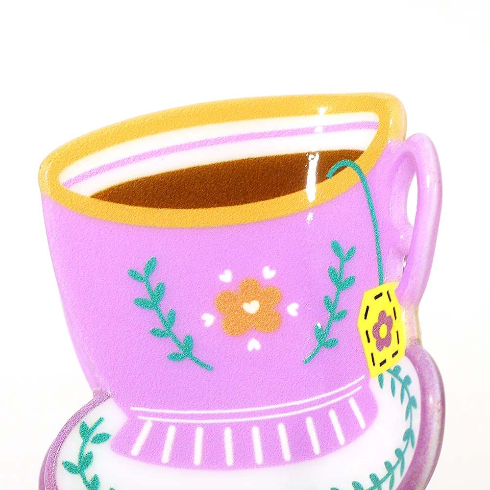 Cup of Tea Glossy Acrylic Hair Claw Clip (5 Designs)