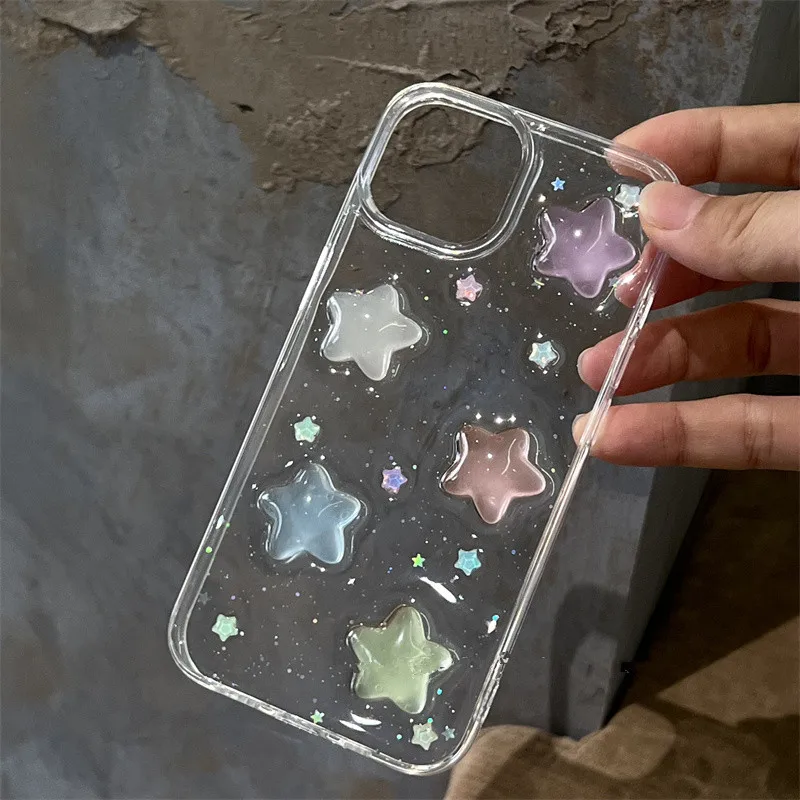 Glow in the Dark Resin Stars or Hearts iPhone Case (2 Colours)