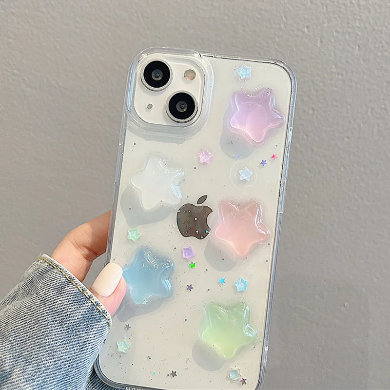 Glow in the Dark Resin Stars or Hearts iPhone Case (2 Colours)