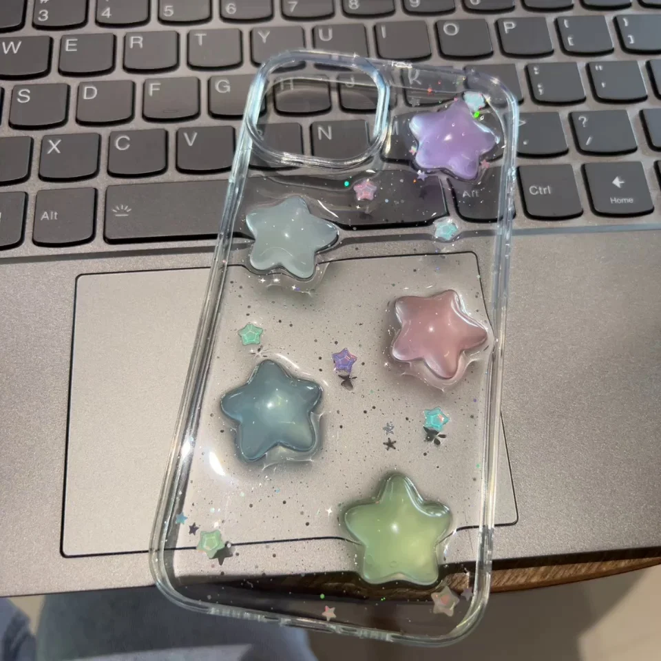 Glow in the Dark Resin Stars or Hearts iPhone Case (2 Colours)