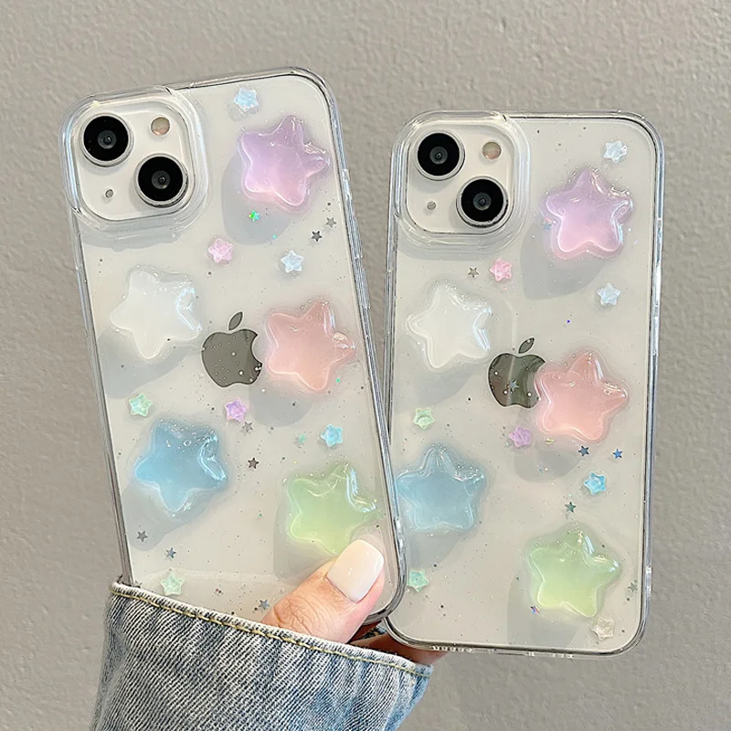 Glow in the Dark Resin Stars or Hearts iPhone Case (2 Colours)