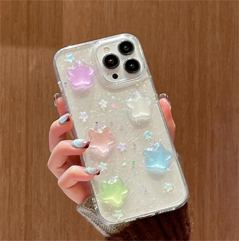 Glow in the Dark Resin Stars or Hearts iPhone Case (2 Colours)