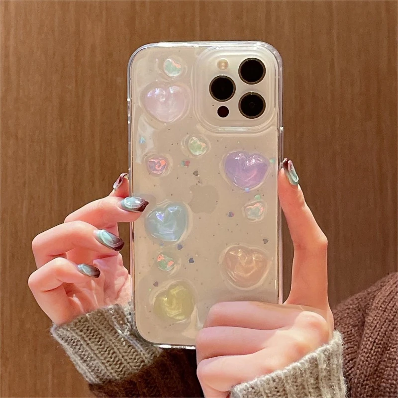 Glow in the Dark Resin Stars or Hearts iPhone Case (2 Colours)