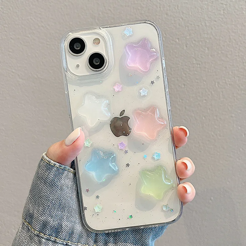 Glow in the Dark Resin Stars or Hearts iPhone Case (2 Colours)