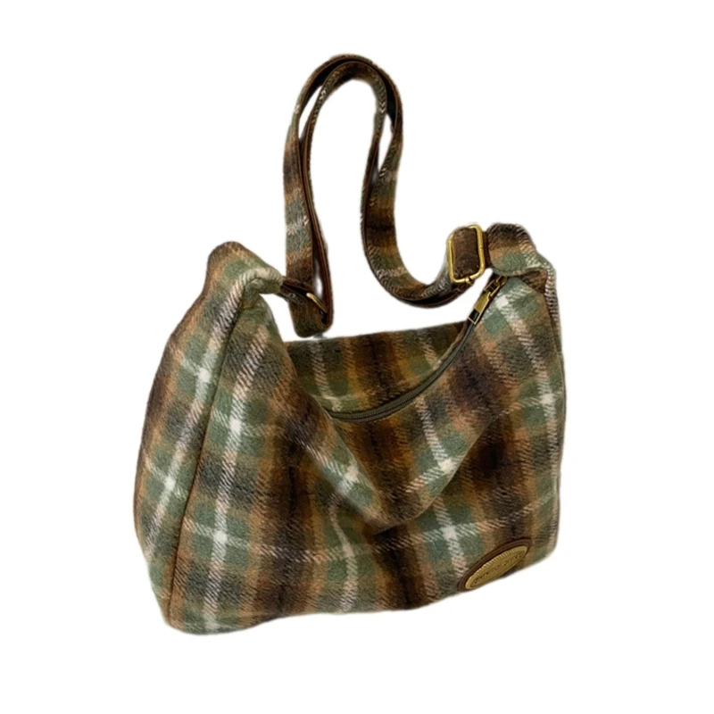 Tartan Shoulder Bag with Bunny Charm (3 Colours)