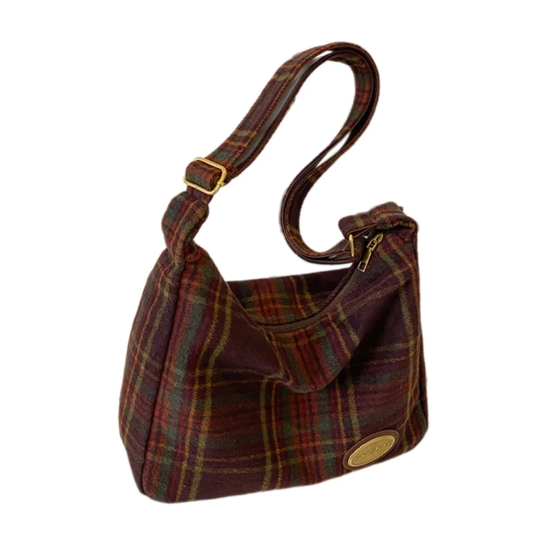 Tartan Shoulder Bag with Bunny Charm (3 Colours)