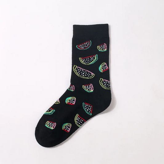 Neon Watermelon Slice Crew Socks