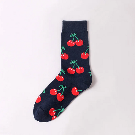 Cherry Pattern Crew Socks