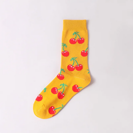 Yellow Cherry Crew Socks