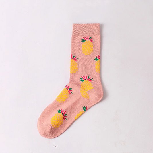 Pink Pineapple Crew Socks