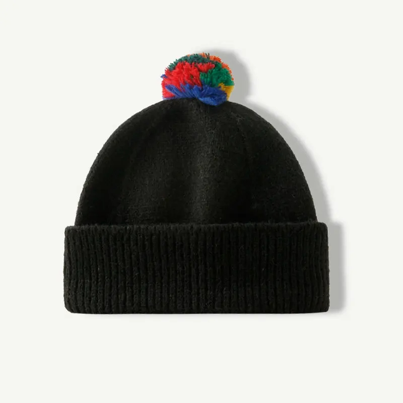 Pom Pom Striped Beanie Hat (9 Colours)