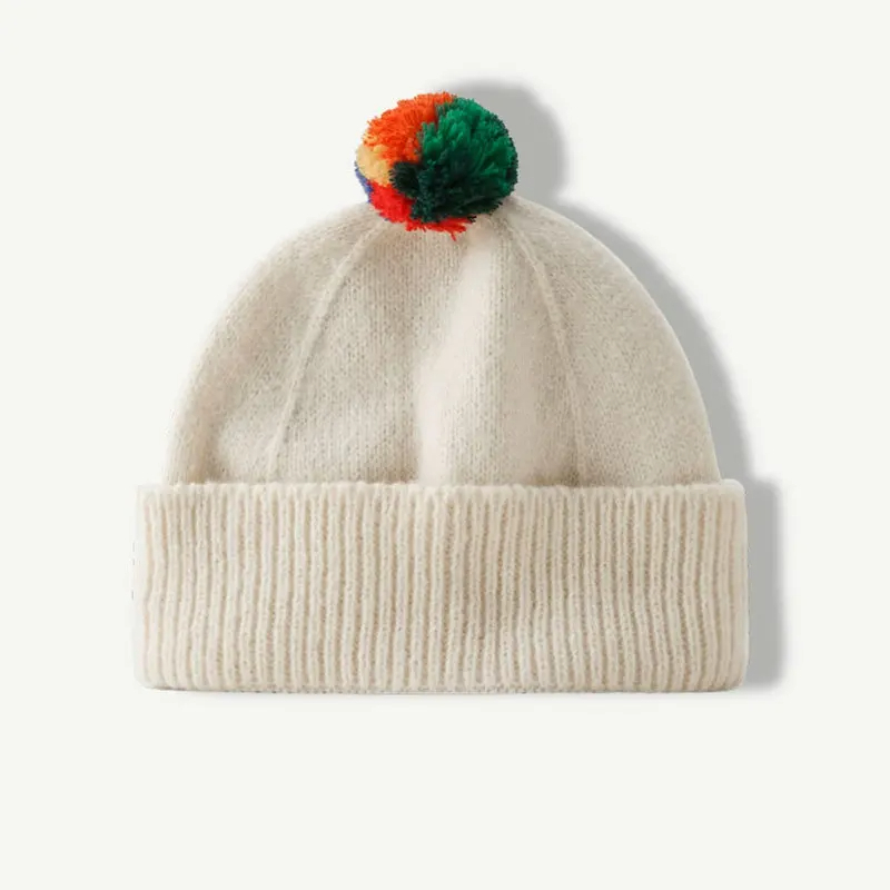 Pom Pom Striped Beanie Hat (9 Colours)