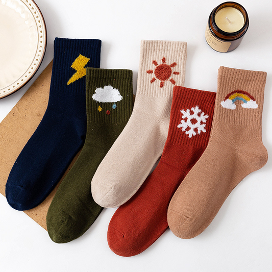 Weather Icon Crew Socks (5 Colours)