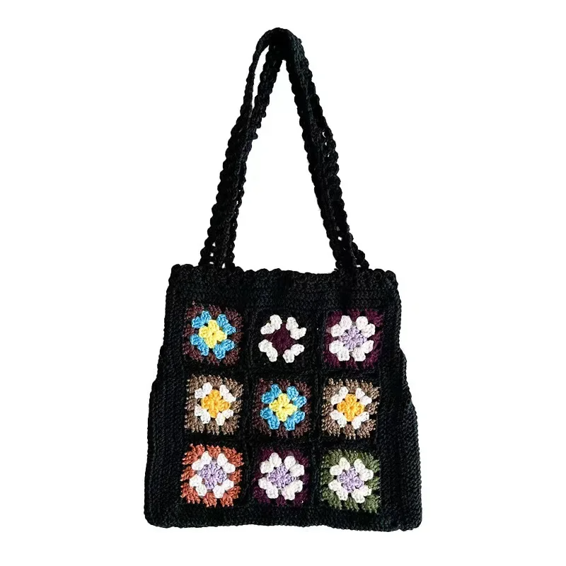 Crochet Floral Granny Square Tote (5 Colours)