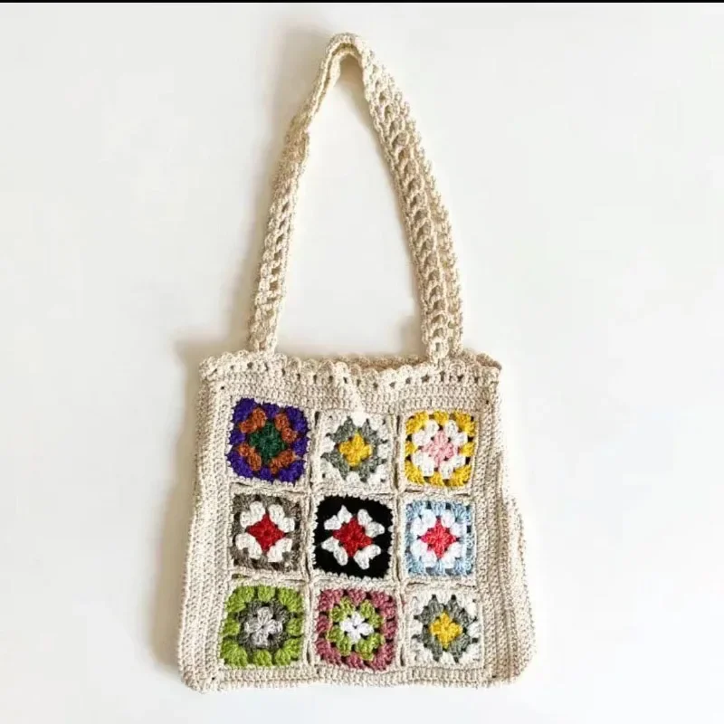 Crochet Floral Granny Square Tote (5 Colours)