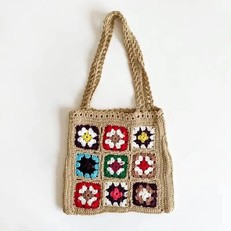 Crochet Floral Granny Square Tote (5 Colours)