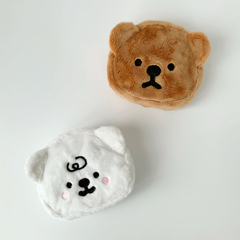 Plush Teddy Bear Face Zipper Pouch (2 Designs)