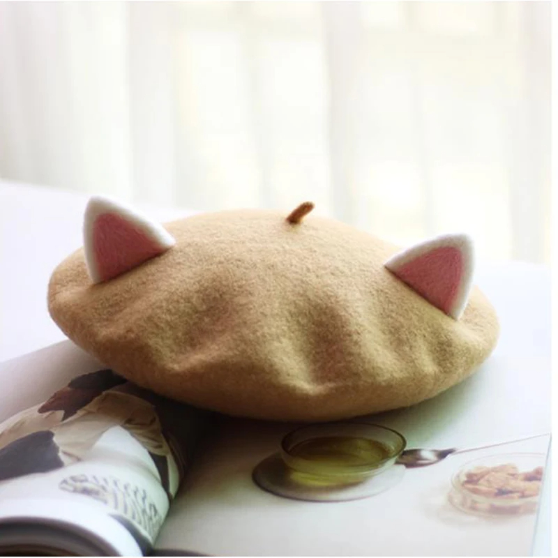 Cat Ear Felted Beret (7 Colours)