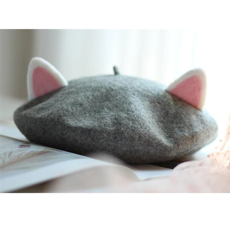 Cat Ear Felted Beret (7 Colours)