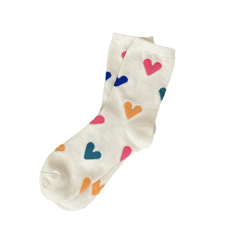 Heart Pattern Crew Socks (4 Colours)